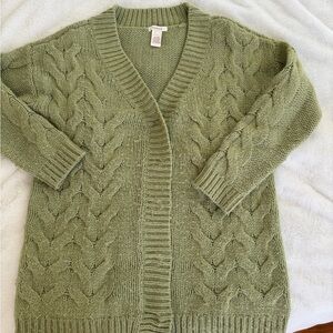Sundance Sage Green Cable Knit Cardigan